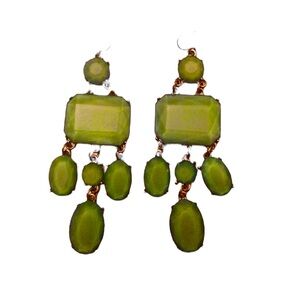 Green stone fashion earrings - never worn
